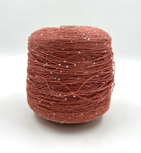 Пряжа Cotton Paillettes, D&C Yarns, хлопок, цвет румяный персик